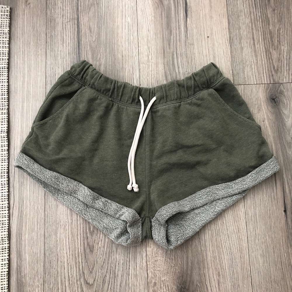 H&M Green Sweatshorts Sweat Shorts Drawstring Elastic Waistband Pockets Small
